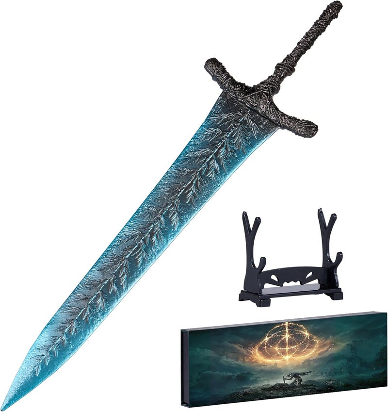 RACEROCKET Elden Ring Dark Moon Greatsword Straight Knight's Sword Model 11.8-Inch Metal Craft Sword with Display Stand Martial Arts Swords Action Figure Collectible Toy Desk Decor Party Supply Gift - Image 1